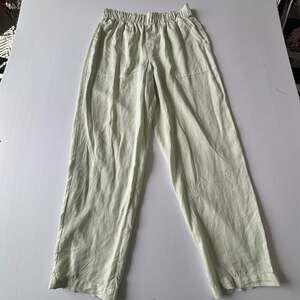 Wonderly Women's High-Rise Linen Blend Pull-On Pants Size Small Natural Green